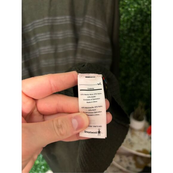 SmartWool Green Stripe L/S Crewneck Nylon Wool Acrylic Sweater Mens Sz Large - Picture 3 of 4